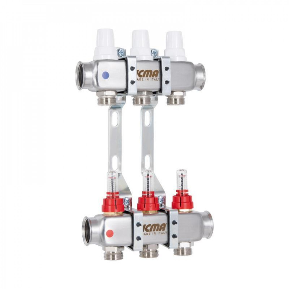 Колектор з витратомірами (нерж.) 3/4"х3 Icma № К073 SD00053336