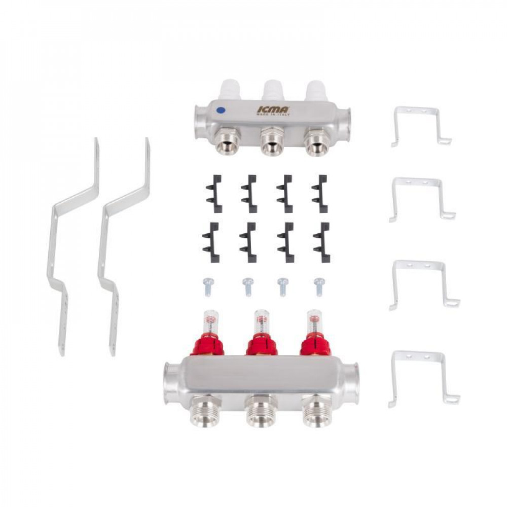 Колектор з витратомірами (нерж.) 3/4"х3 Icma № К073 SD00053336