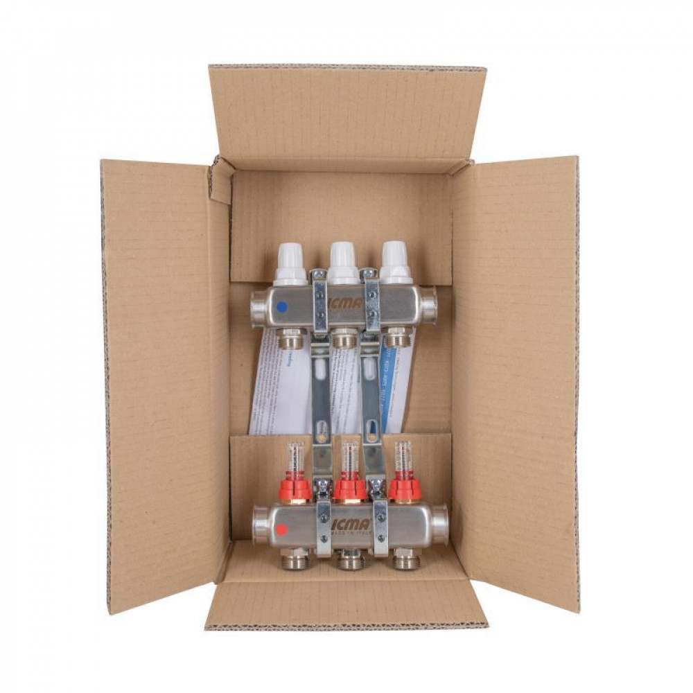Колектор з витратомірами (нерж.) 3/4"х3 Icma № К073 SD00053336