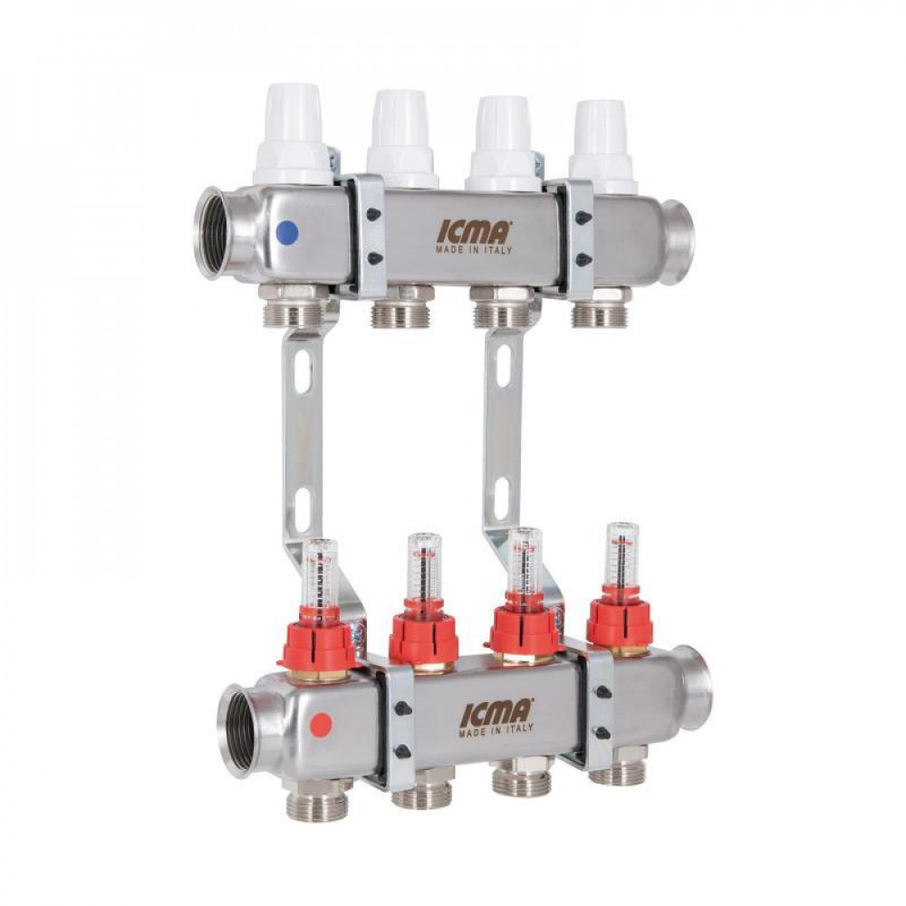 Колектор із витратомірами (нерж.) 3/4"х4 Icma № К073 SD00053337