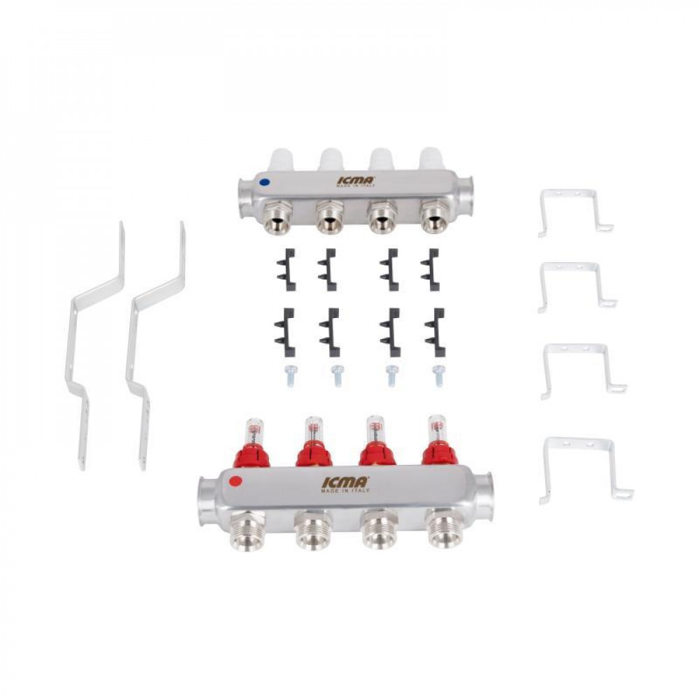Колектор із витратомірами (нерж.) 3/4"х4 Icma № К073 SD00053337