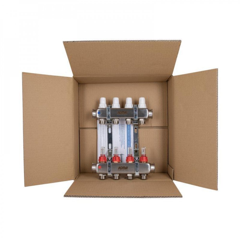 Колектор із витратомірами (нерж.) 3/4"х4 Icma № К073 SD00053337