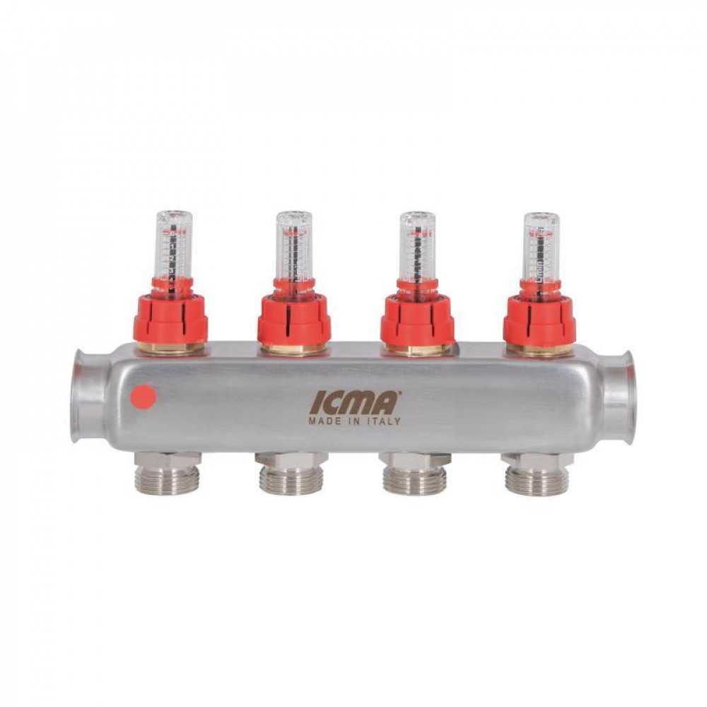Колектор із витратомірами (нерж.) 3/4"х4 Icma № К073 SD00053337