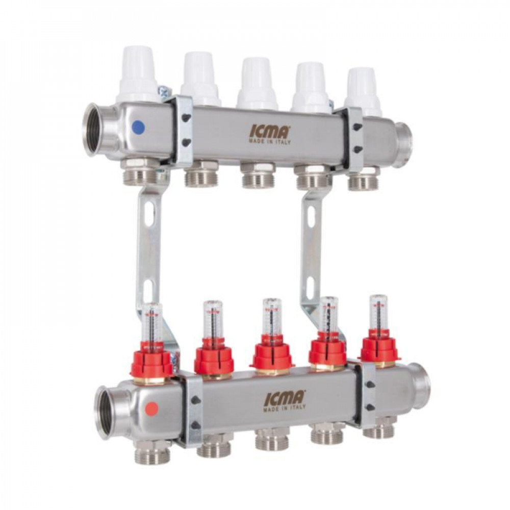 Колектор із витратомірами (нерж.) 3/4"х5 Icma № К073 SD00053338