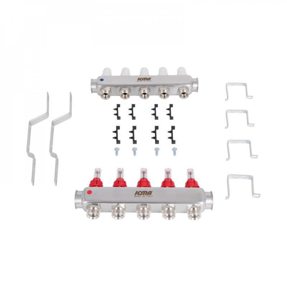Колектор із витратомірами (нерж.) 3/4"х5 Icma № К073 SD00053338