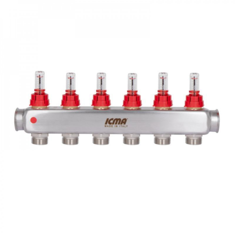 Колектор з витратомірами (нерж.) 1" х6 Icma № К073 SD00053339