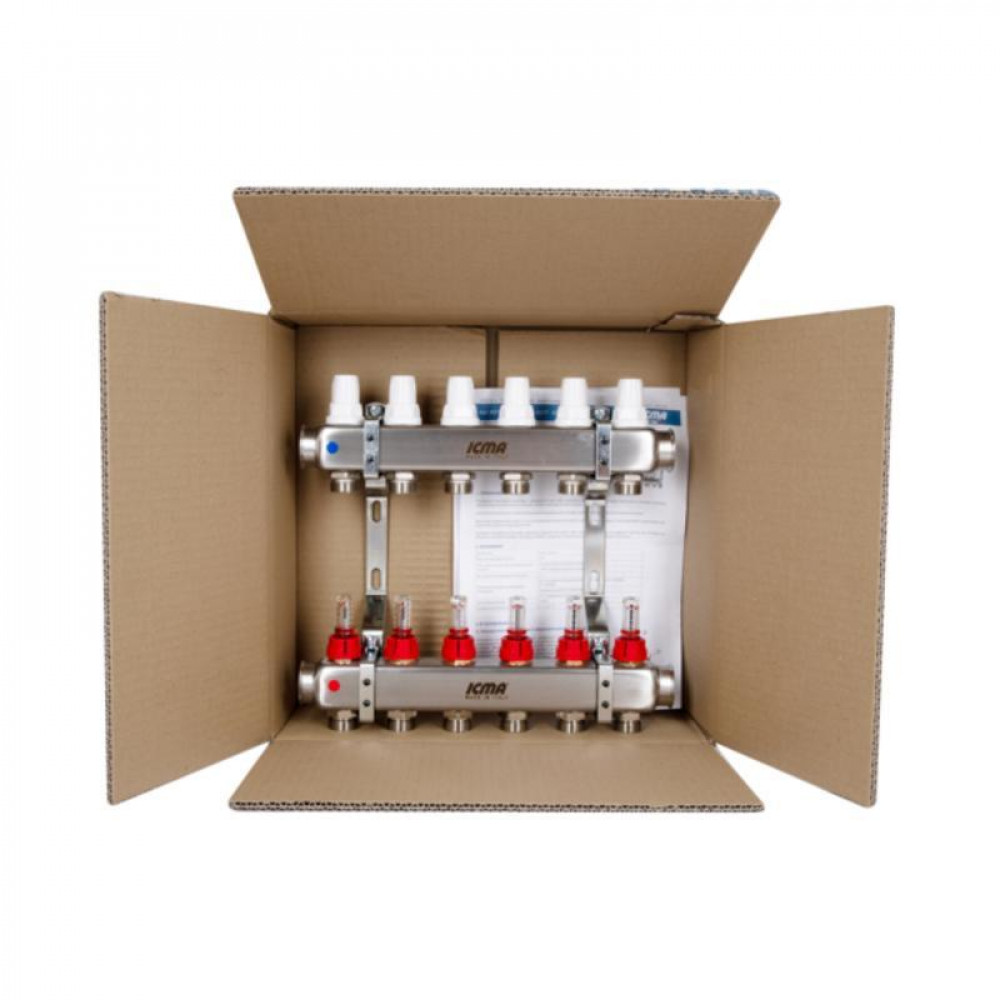 Колектор з витратомірами (нерж.) 1" х6 Icma № К073 SD00053339