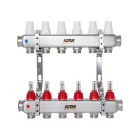 Коллектор с расходомерами (нерж.) 1" х6 Icma № К073
