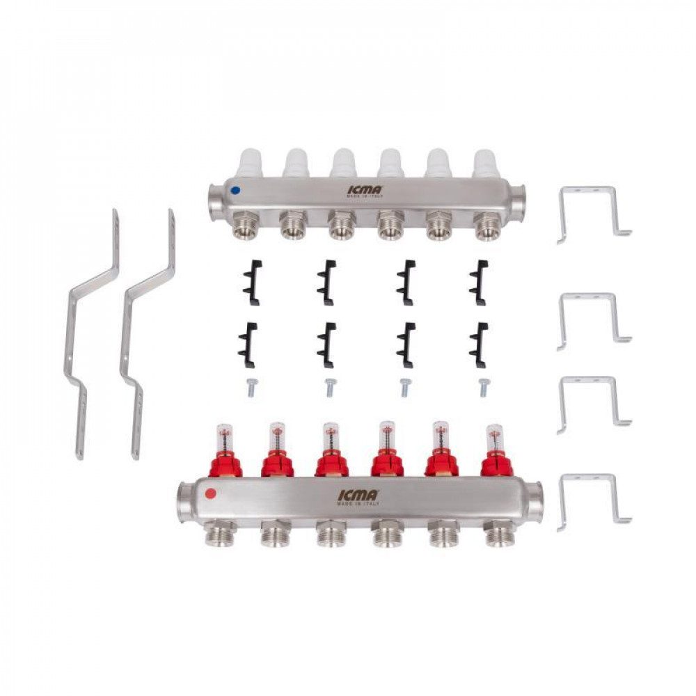Колектор з витратомірами (нерж.) 1" х6 Icma № К073 SD00053339