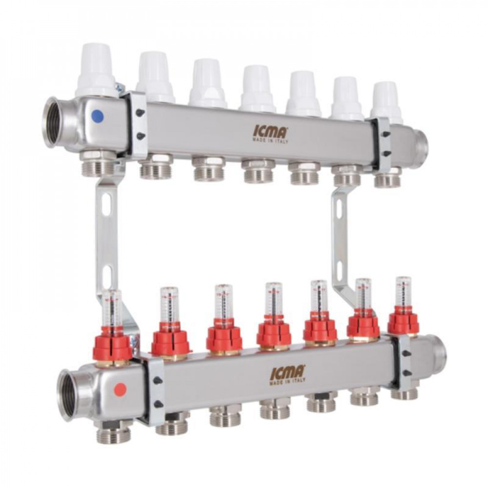 Колектор з витратомірами (нерж.) 3/4" х7 Icma № К073 SD00053340