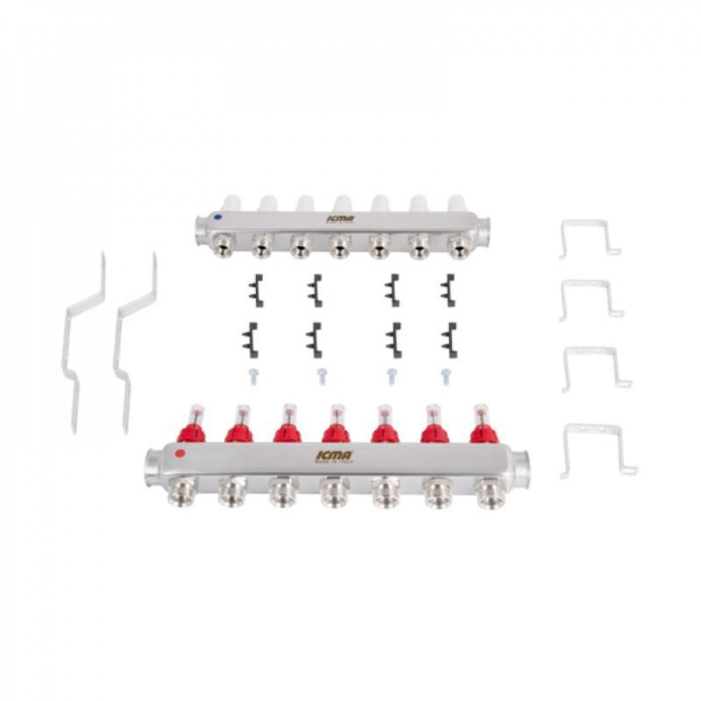 Колектор з витратомірами (нерж.) 3/4" х7 Icma № К073 SD00053340