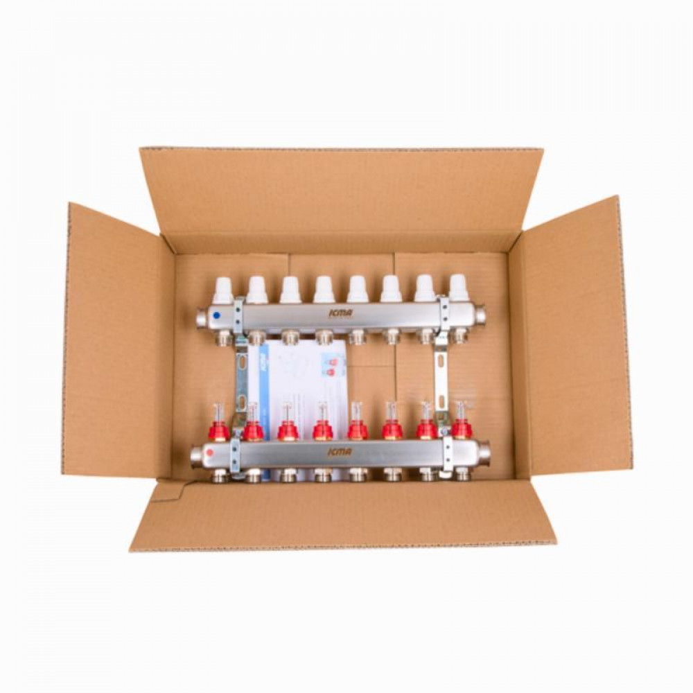 Колектор з витратомірами (нерж.) 3/4" х8 Icma № К073 SD00053341