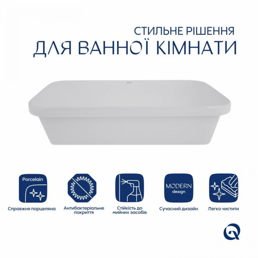Комплект Qtap Scorpio: Раковина врізна прамокутна 615х390х150 мм White + Донний клапан PU02 SD00053415