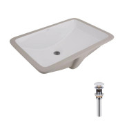 Комплект Qtap Stork: Раковина врізна прамокутна 530x370x200 мм White + Донний клапан PU02O