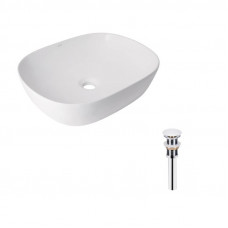 Комплект Qtap Aquarius: Раковина накладна прамокутна 470x380x120 мм White + Донний клапан PU02