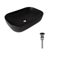 Комплект Qtap Robin: Раковина накладна прамокутна 610x400x145 мм Matt Black + Донний клапан PU03