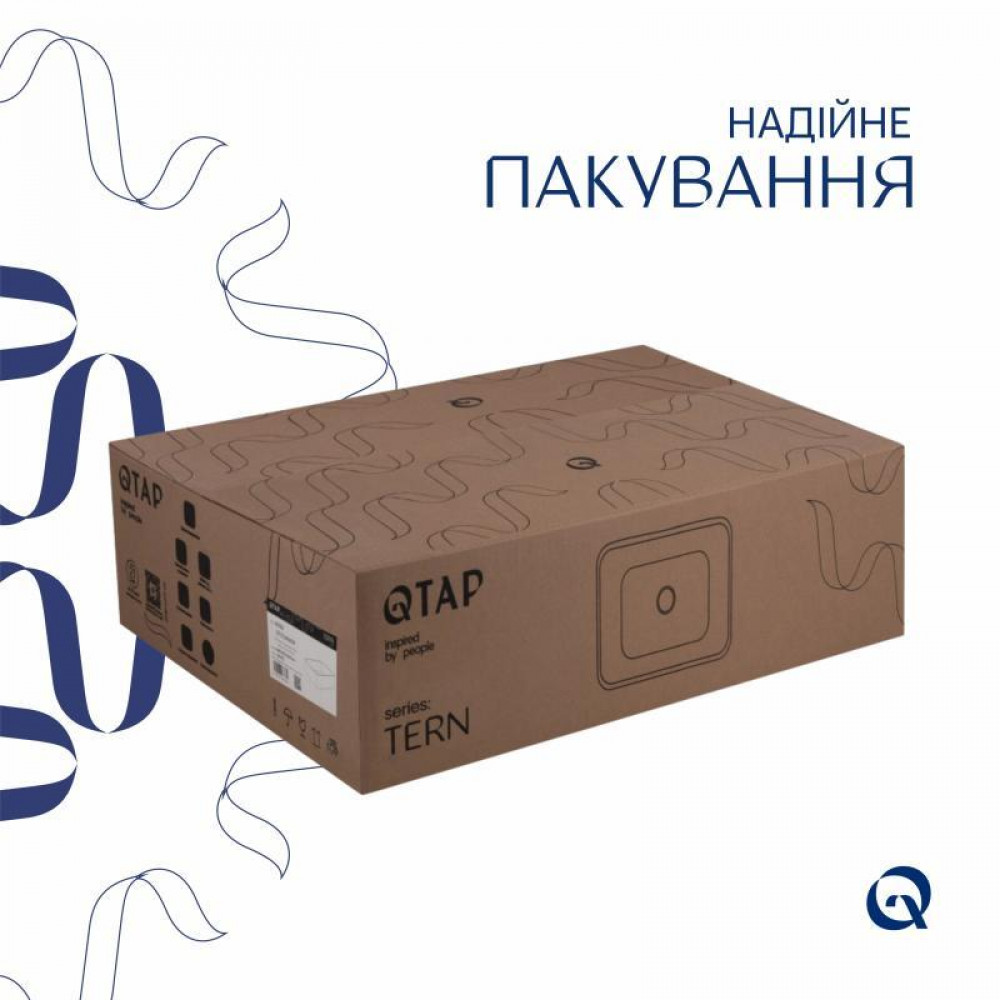 Комплект Qtap Tern: Раковина накладна прамокутна 480х370х135 мм White + Донний клапан PU02 SD00053425
