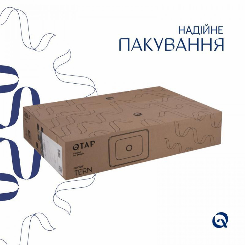 Комплект Qtap Tern: Раковина накладна прамокутна 600x400x110 мм WHITE + Донний клапан PU02 SD00053427