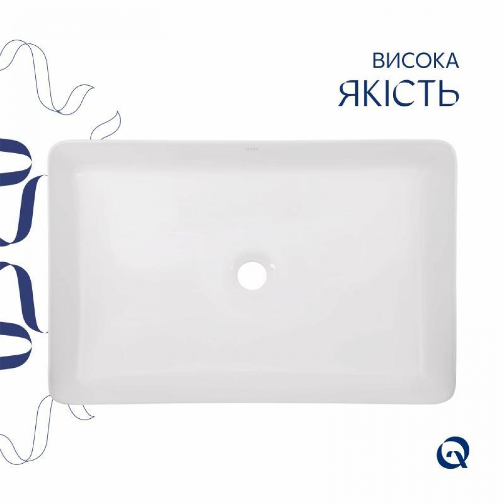 Комплект Qtap Tern: Раковина накладна прамокутна 600x400x110 мм WHITE + Донний клапан PU02 SD00053427