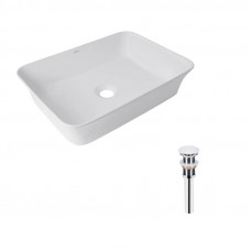 Комплект Qtap Virgo: Раковина накладна прамокутна 490х350х110 мм White + Донний клапан PU02