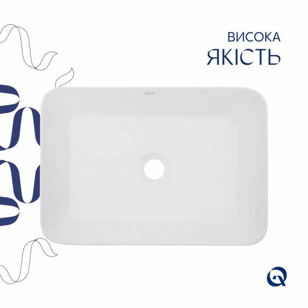 Комплект Qtap Virgo: Раковина накладная прямоугольная 490х350х110 мм White + Донный клапан PU02 SD00053429