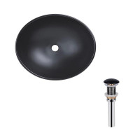 Комплект Qtap Dove: Раковина накладная овальная 415x340x140 мм Matt Black + Донный клапан PU03