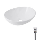 Комплект Qtap Dove: Накладная раковина овальная 415x340x140 мм White + Донный клапан PU02