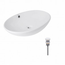 Комплект Qtap Dove: Раковина накладна овальна 625x415x150 мм White + Донний клапан PU02O