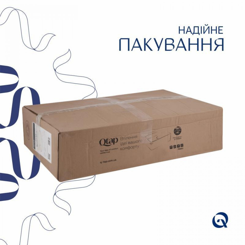 Комплект Qtap Dove: Раковина накладна овальна 625x415x150 мм White + Донний клапан PU02O SD00053433