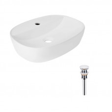 Комплект Qtap Scorpio: Раковина накладна овальна 500x380x120 мм White + Донний клапан PU02