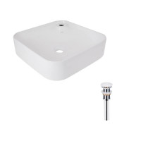 Комплект Qtap Stork: Раковина накладна квадратна 430x430x125 мм White + Донний клапан PU02