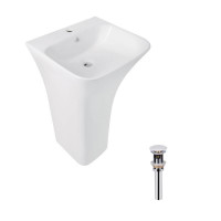 Комплект Qtap Crow: Раковина підлогова моноблок 450x435x835 мм White + Донній клапан PU02O