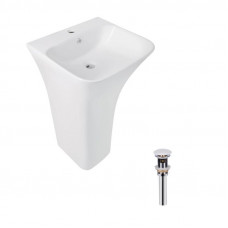 Комплект Qtap Crow: Раковина підлогова моноблок 450x435x835 мм White + Донній клапан PU02O