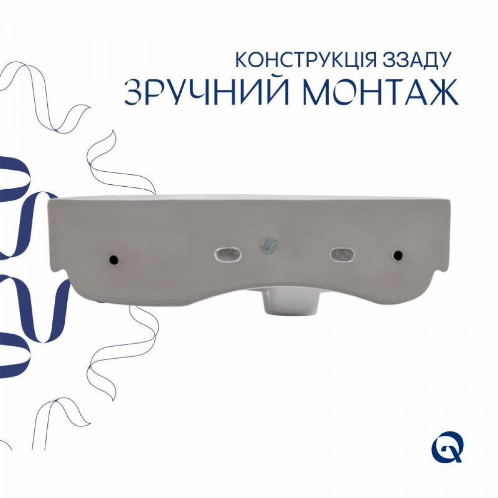 Комплект Qtap Tern: Раковина підвісна прамокутна права 450х260х155 мм White + Донний клапан PU02O SD00053452