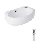 Комплект Qtap Leo: Раковина підвісна овальна права 430x290x140 мм White + Донний клапан PU02O