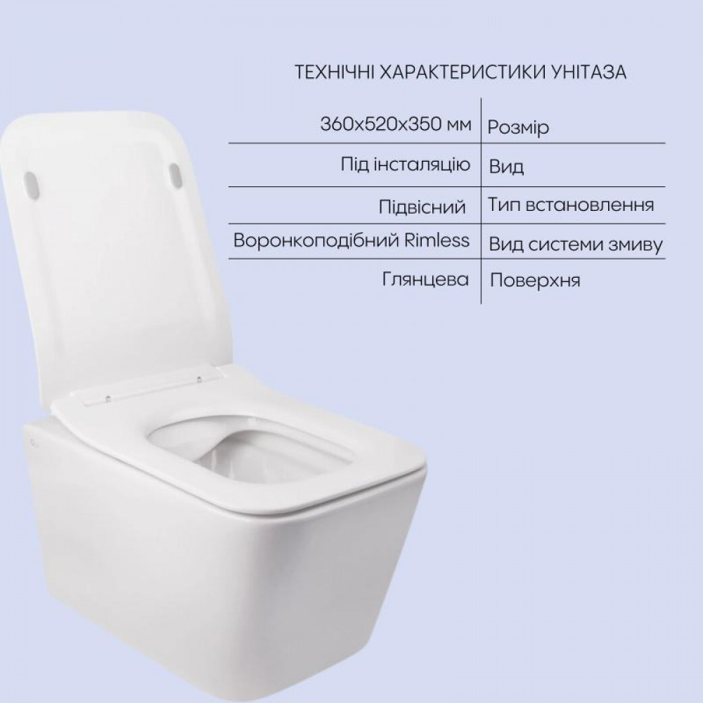 Комплект Qtap Crow 2 в 1: унітаз підвісний Rimless + біде підвісне SD00053558
