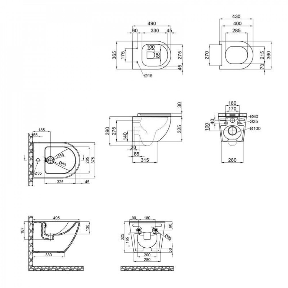 Комплект Qtap Robin 2 в 1: подвесной унитаз Ultra Quiet + биде подвесное SD00053560