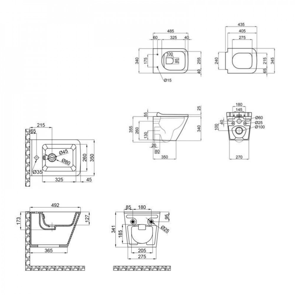 Комплект Qtap Tern 2 в 1: унітаз підвісний Ultra Quiet + біде підвісне SD00053561