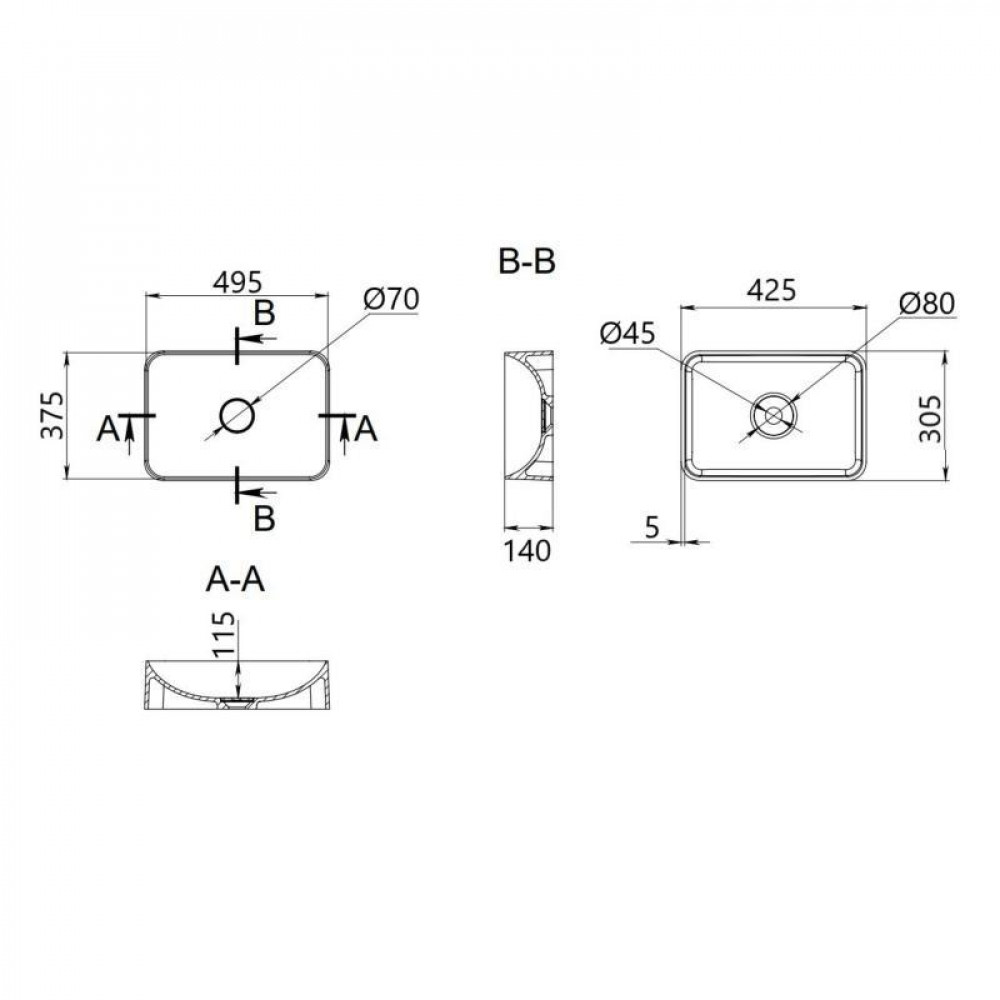 Раковина-чаша Qtap Cardinal 500х380х140 мм White QT04116302W SD00053606