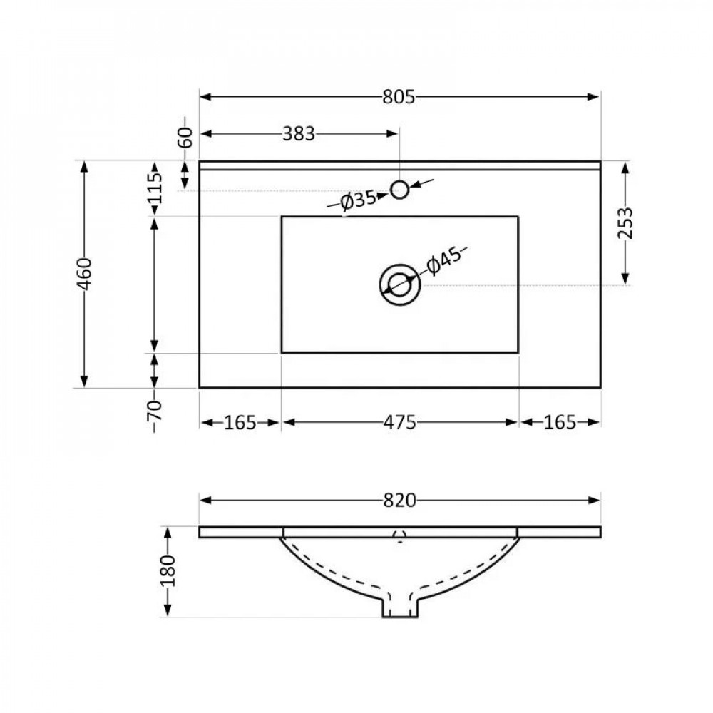 Раковина Qtap Albatross 800х460х180White QT01113080CW1 SD00053610