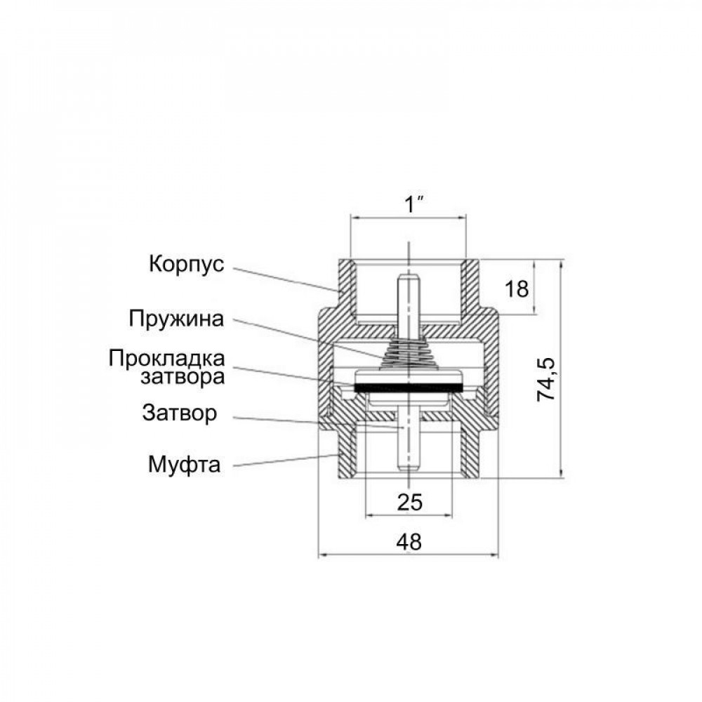Обратный клапан Icma с латунным штоком 1" №53 SD00053618