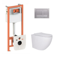 Готове рішення Qtap для ванної кімнати: підвісний унітаз Robin Ultra Quiet 520x365x365 + комплект інсталяції Nest 4 в 1 (квадратна