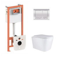Готове рішення Qtap для ванної кімнати: підвісний унітаз Tern Ultra Quiet 525x345x360 + комплект інсталяції Nest 4 в 1 (квадратна