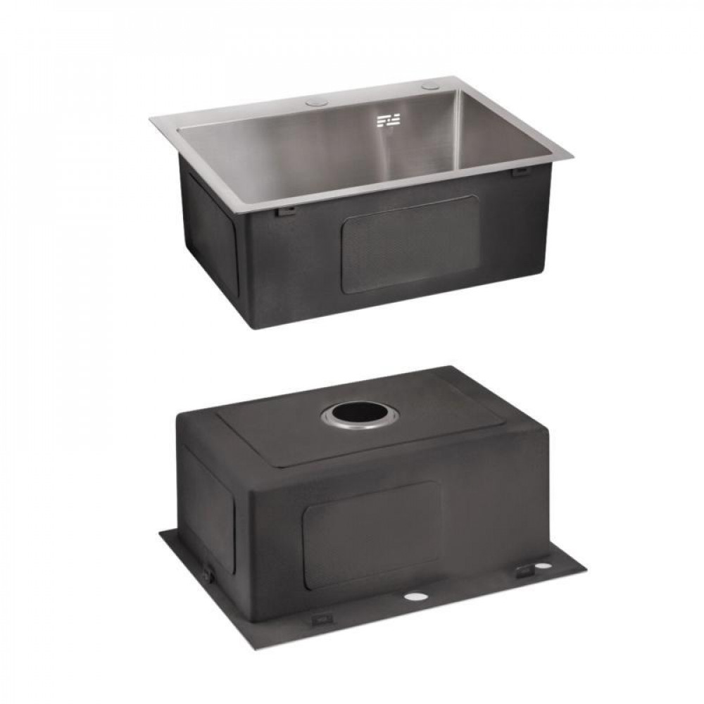 Комплект Lidz Handmade H5045 Мийка для кухні інтегрована Brushedу комплекті з дозатором + Lidz K01G Корзина SD00053641