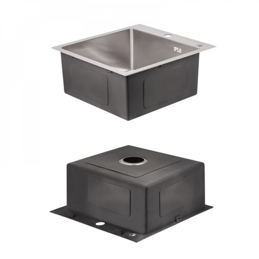 Комплект Lidz Handmade H5050 Мийка для кухні інтегрована Brushed у комплекті з дозатором + Lidz K01G Корзина SD00053642