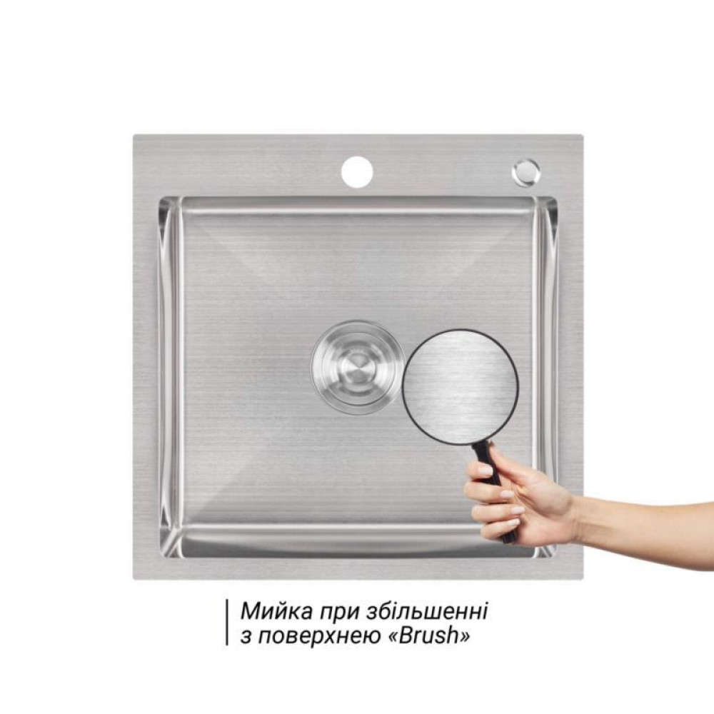 Комплект Lidz Handmade H5050 Мийка для кухні інтегрована Brushed у комплекті з дозатором + Lidz K01G Корзина SD00053642