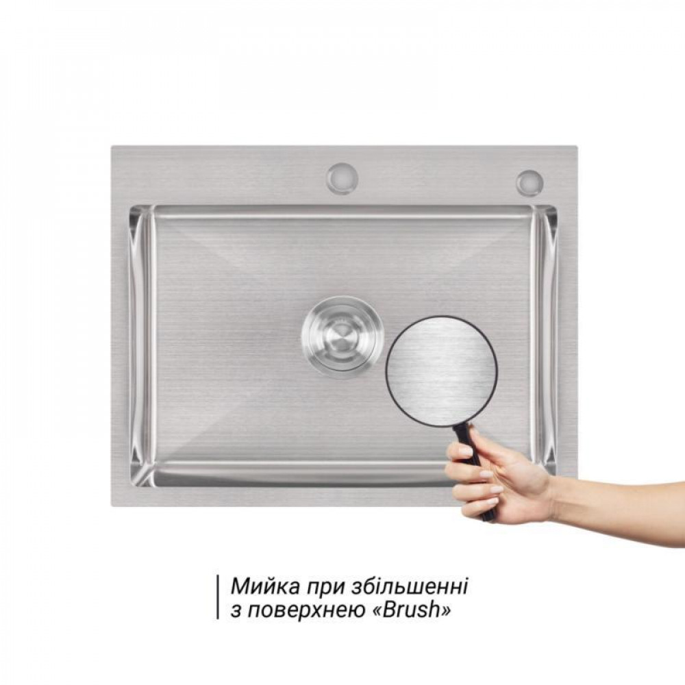 Комплект Lidz Handmade H5845 Мийка для кухні інтегрована Brushed у комплекті з дозатором + Lidz K01G Корзина для кухонної мийки SD00053643