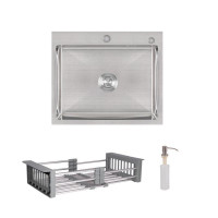 Комплект Lidz Handmade H6050 Мийка для кухні інтегрована Brushed у комплекті з дозатором + Lidz K01G Корзина