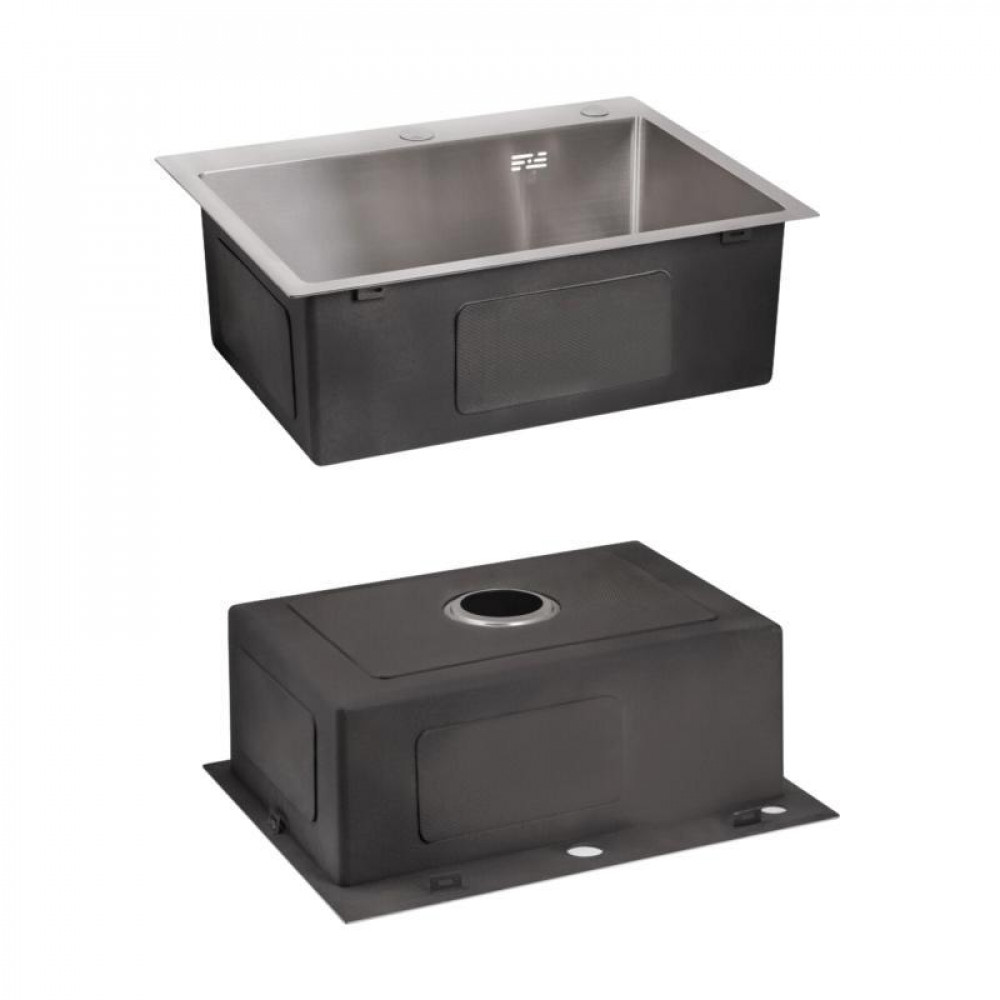 Комплект Lidz Handmade H6050 Мийка для кухні інтегрована Brushed у комплекті з дозатором + Lidz K01G Корзина для кухонної мийки SD00053644