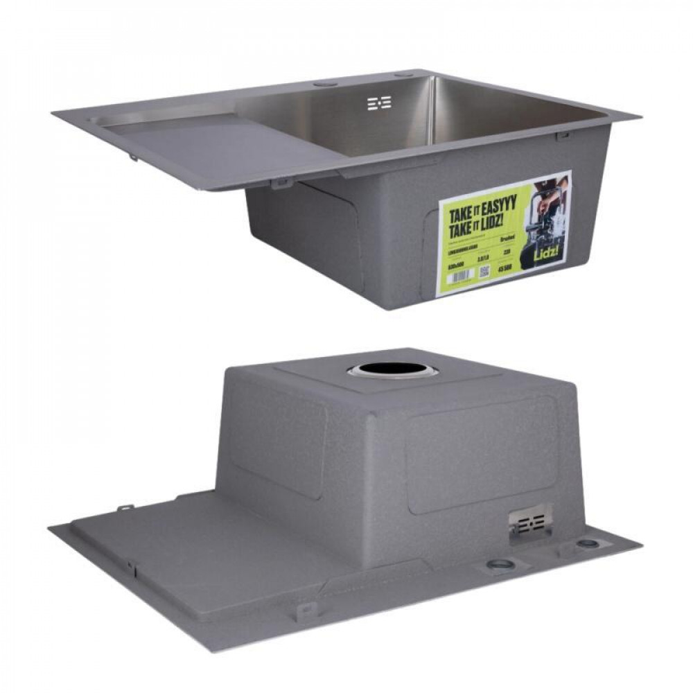 Комплект Lidz Handmade H6350L Мийка для кухні інтегрована крило зліва Brushed у комплекті з дозатором + Lidz SD00053645